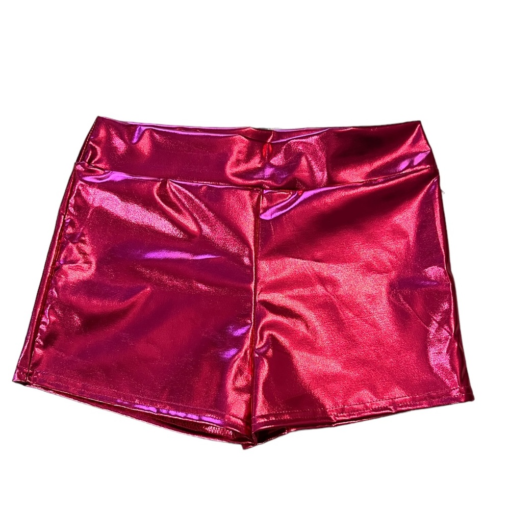 Metallic hot pink booty shorts! 

Size:  S/M